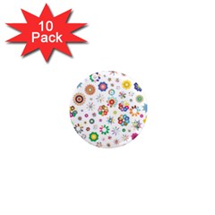 Flower Floral Pattern 1  Mini Magnet (10 Pack)  by Jancukart