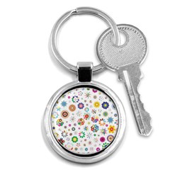 Flower Floral Pattern Key Chain (round)