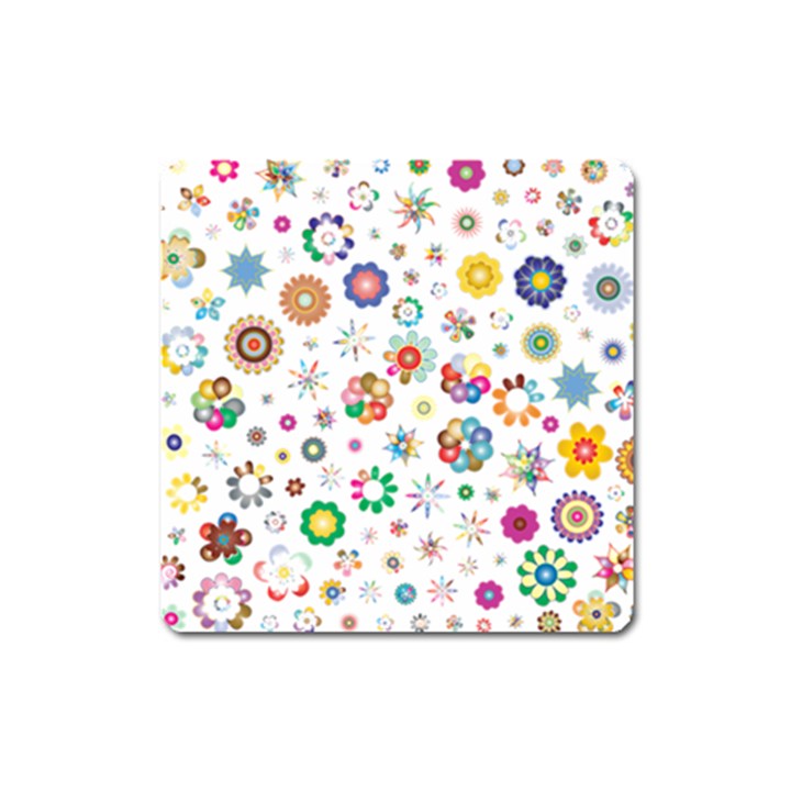 Flower Floral Pattern Square Magnet