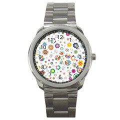 Flower Floral Pattern Sport Metal Watch