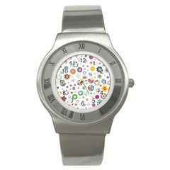 Flower Floral Pattern Stainless Steel Watch