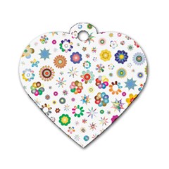 Flower Floral Pattern Dog Tag Heart (one Side)