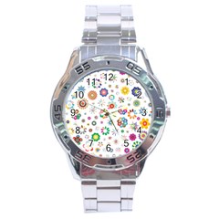 Flower Floral Pattern Stainless Steel Analogue Watch