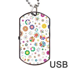 Flower Floral Pattern Dog Tag Usb Flash (two Sides)