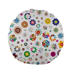 Flower Floral Pattern Standard 15  Premium Round Cushions