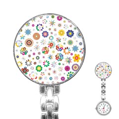 Flower Floral Pattern Stainless Steel Nurses Watch