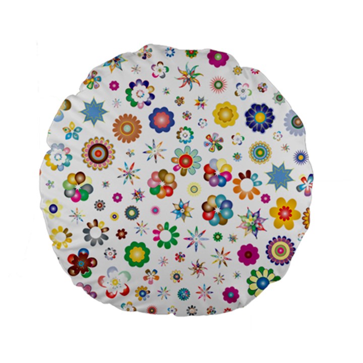 Flower Floral Pattern Standard 15  Premium Flano Round Cushions