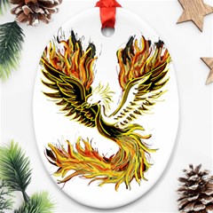 Phoenix-bird-fire-bright-red-swing Ornament (oval) by Jancukart