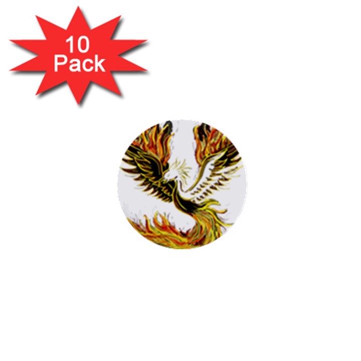 Phoenix-bird-fire-bright-red-swing 1  Mini Buttons (10 pack) 