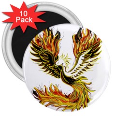 Phoenix-bird-fire-bright-red-swing 3  Magnets (10 pack) 