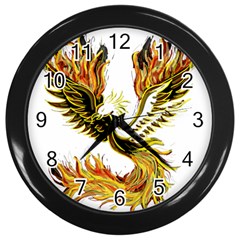 Phoenix-bird-fire-bright-red-swing Wall Clock (black) by Jancukart