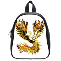 Phoenix-bird-fire-bright-red-swing School Bag (Small)