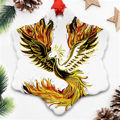 Phoenix-bird-fire-bright-red-swing Snowflake Ornament (two Sides)