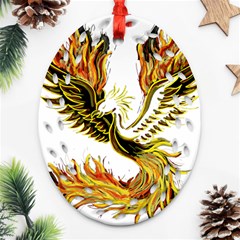 Phoenix-bird-fire-bright-red-swing Oval Filigree Ornament (two Sides)