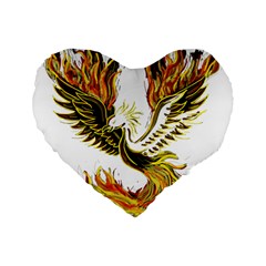 Phoenix-bird-fire-bright-red-swing Standard 16  Premium Heart Shape Cushions