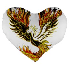 Phoenix-bird-fire-bright-red-swing Large 19  Premium Heart Shape Cushions