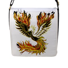 Phoenix-bird-fire-bright-red-swing Flap Closure Messenger Bag (l)