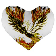 Phoenix-bird-fire-bright-red-swing Large 19  Premium Flano Heart Shape Cushions