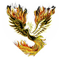 Phoenix-bird-fire-bright-red-swing Wooden Puzzle Heart