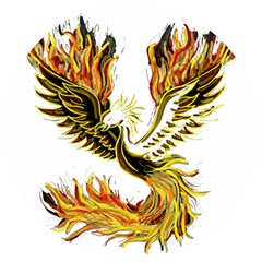 Phoenix-bird-fire-bright-red-swing Wooden Puzzle Round