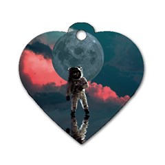 Astronaut-moon-space-nasa-planet Dog Tag Heart (one Side)