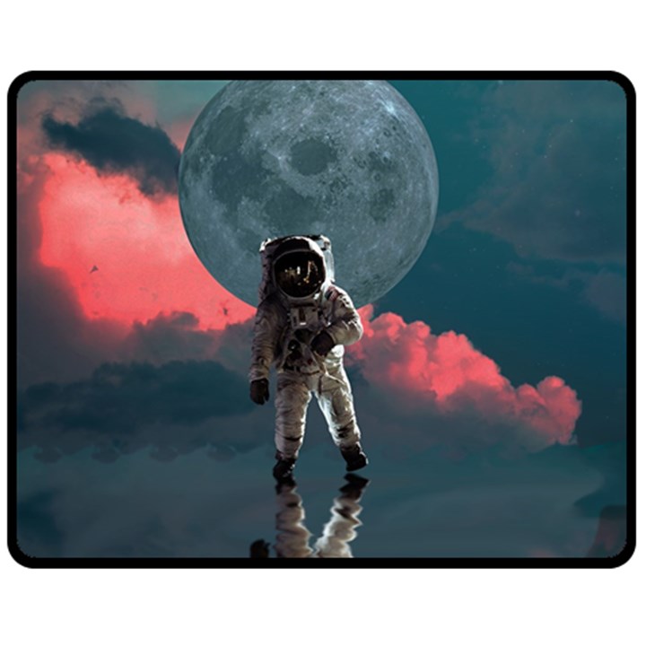 Astronaut-moon-space-nasa-planet Double Sided Fleece Blanket (Medium) 