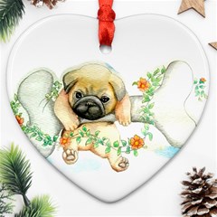 Pug-watercolor-cute-animal-dog Ornament (heart) by Jancukart