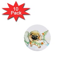 Pug-watercolor-cute-animal-dog 1  Mini Buttons (10 Pack) 