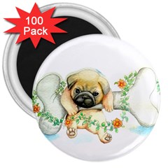 Pug-watercolor-cute-animal-dog 3  Magnets (100 Pack)