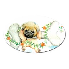 Pug-watercolor-cute-animal-dog Oval Magnet