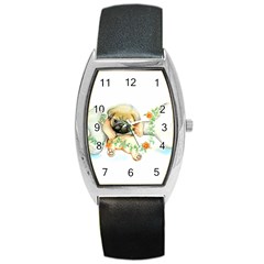 Pug-watercolor-cute-animal-dog Barrel Style Metal Watch