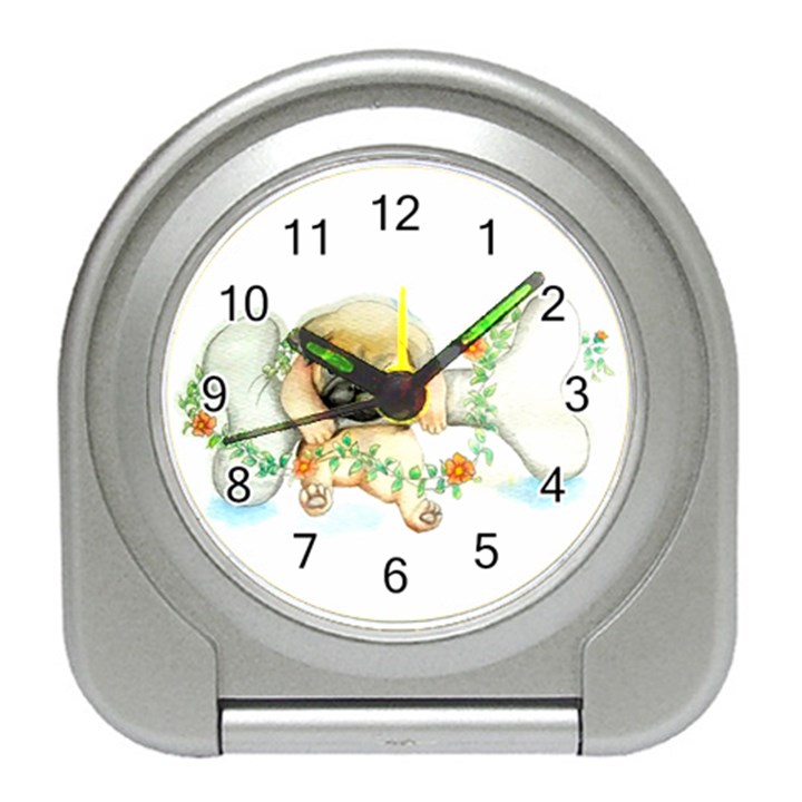 Pug-watercolor-cute-animal-dog Travel Alarm Clock