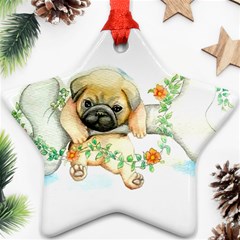 Pug-watercolor-cute-animal-dog Star Ornament (two Sides) by Jancukart