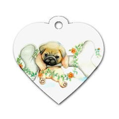 Pug-watercolor-cute-animal-dog Dog Tag Heart (one Side)