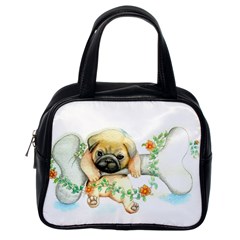 Pug-watercolor-cute-animal-dog Classic Handbag (one Side)