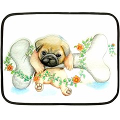 Pug-watercolor-cute-animal-dog Fleece Blanket (mini) by Jancukart