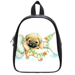 Pug-watercolor-cute-animal-dog School Bag (small)