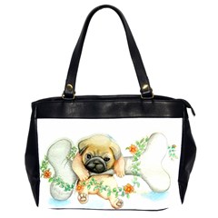 Pug-watercolor-cute-animal-dog Oversize Office Handbag (2 Sides) by Jancukart