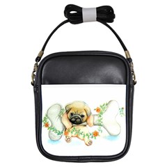 Pug-watercolor-cute-animal-dog Girls Sling Bag