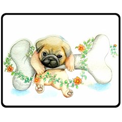 Pug-watercolor-cute-animal-dog Fleece Blanket (medium)  by Jancukart