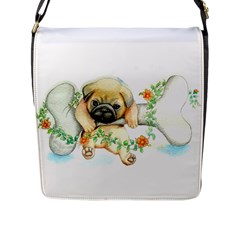 Pug-watercolor-cute-animal-dog Flap Closure Messenger Bag (l) by Jancukart