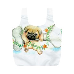 Pug-watercolor-cute-animal-dog Full Print Recycle Bag (m)