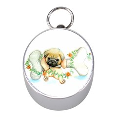 Pug-watercolor-cute-animal-dog Mini Silver Compasses