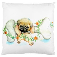 Pug-watercolor-cute-animal-dog Large Flano Cushion Case (two Sides)