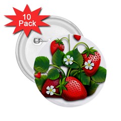 Strawberries-fruits-fruit-red 2 25  Buttons (10 Pack) 