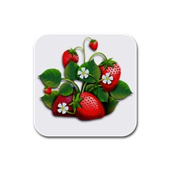 Strawberries-fruits-fruit-red Rubber Square Coaster (4 Pack)