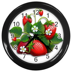 Strawberries-fruits-fruit-red Wall Clock (black) by Jancukart