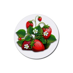 Strawberries-fruits-fruit-red Rubber Round Coaster (4 Pack)