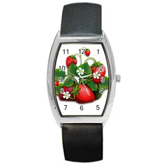 Strawberries-fruits-fruit-red Barrel Style Metal Watch