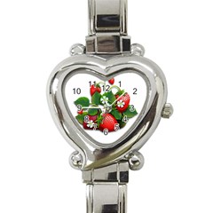 Strawberries-fruits-fruit-red Heart Italian Charm Watch by Jancukart